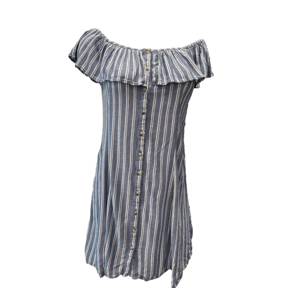 EUC American Eagle  ruffle shoulder mini Dress button down. Sz S